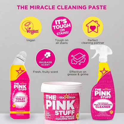 The Pink Stuff Pack 3 Unidades Ahorro – Pasta 850g + Spray Multiusos 750ml + Crema Limpiadora 500ml – Stardrops Pasta Pink Stuff Miracle Cleaning